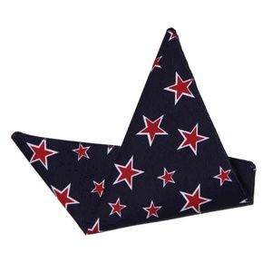 Linen Cotton Pocket Square Red White Blue Men's Stars Pattern